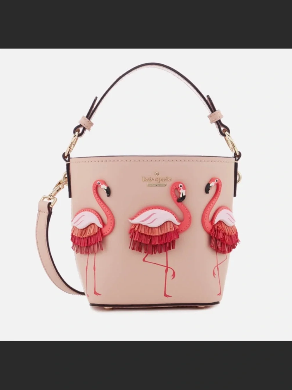kate spade Pink Flamingo Appliqué Bucket Shoulder Bag